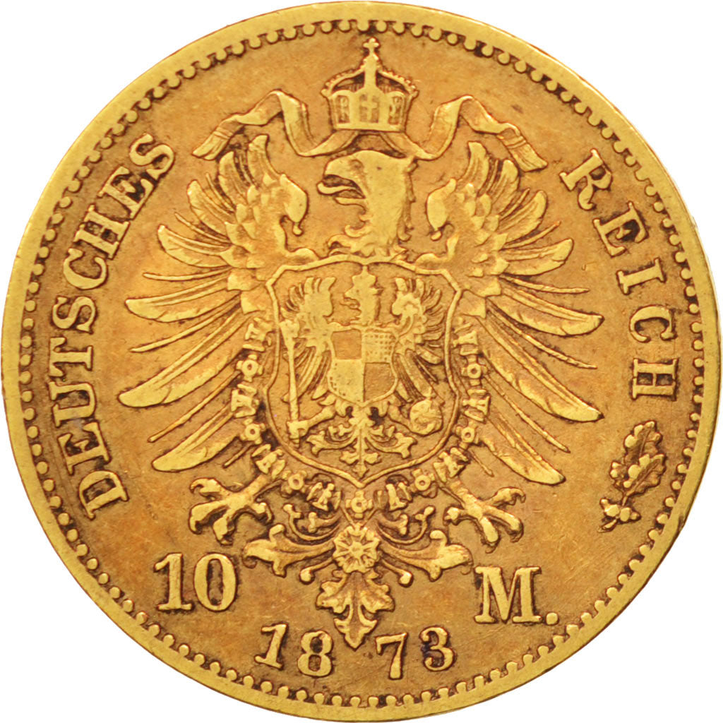 Etats allemands, SAXONY-ALBERTINE, Johann, 10 Mark, 1873, Dresde, TTB, Or,KM1232