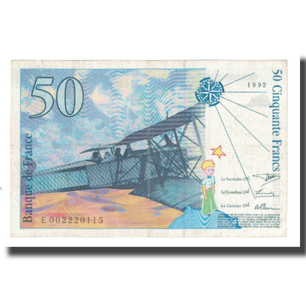 Frankrijk, 50 Francs, St Exupéry, 1992, D.Bruneel-J.Bonnardin-Y.Barroux, TTB