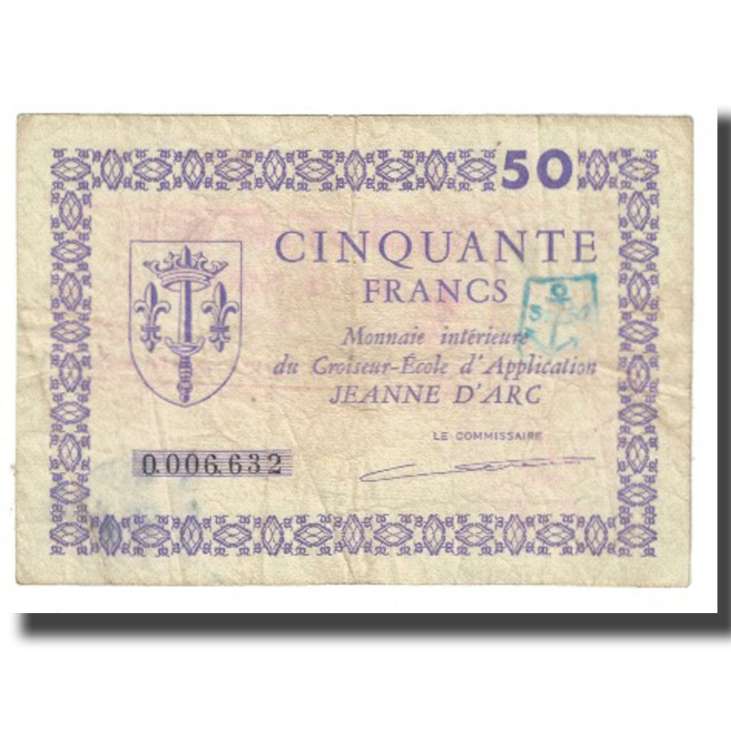 France, 50 Francs, MONNAIE INTERIEUR CROISEUR JEANNE D ARC, TB