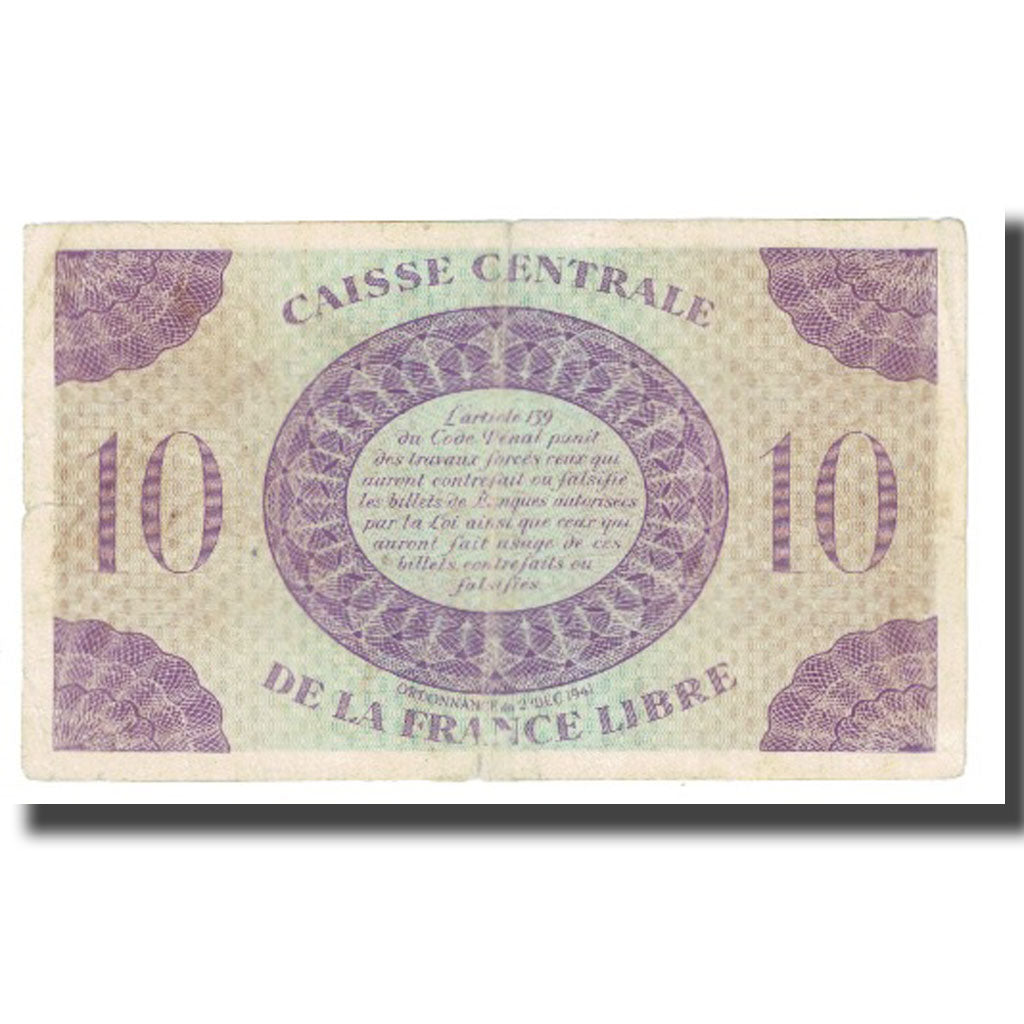 Banconote, Africa equatoriale francese, 10 Francs, 1941, 1941-12-02, KM:11a, BB+