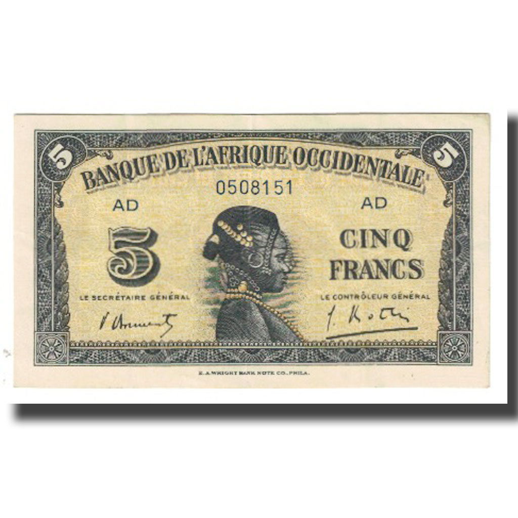 Geldschein, French West Africa, 5 Francs, 1942, 1942-12-14, KM:28a, SS