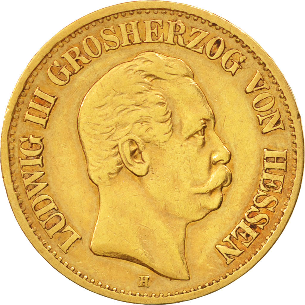 Deutsch Staaten, HESSE-DARMSTADT, Ludwig III, 10 Mark, 1872, Darmstadt, KM 350