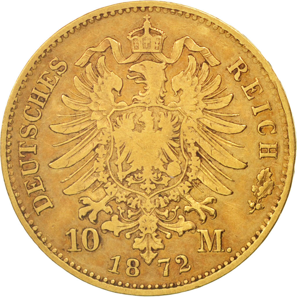 Deutsch Staaten, HESSE-DARMSTADT, Ludwig III, 10 Mark, 1872, Darmstadt, KM 350
