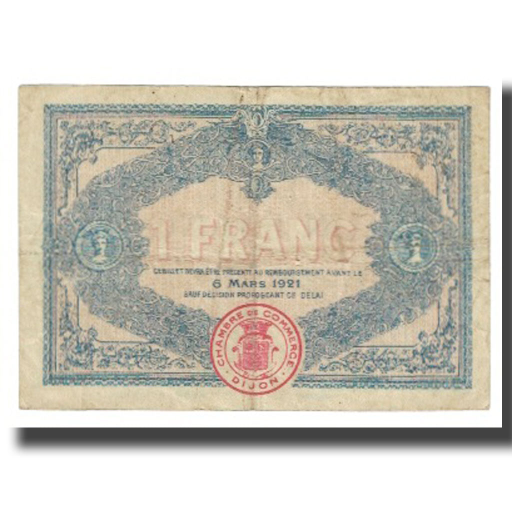 France, Dijon, 1 Franc, 1921, Chambre de Commerce, VF(20-25), Pirot:53-14