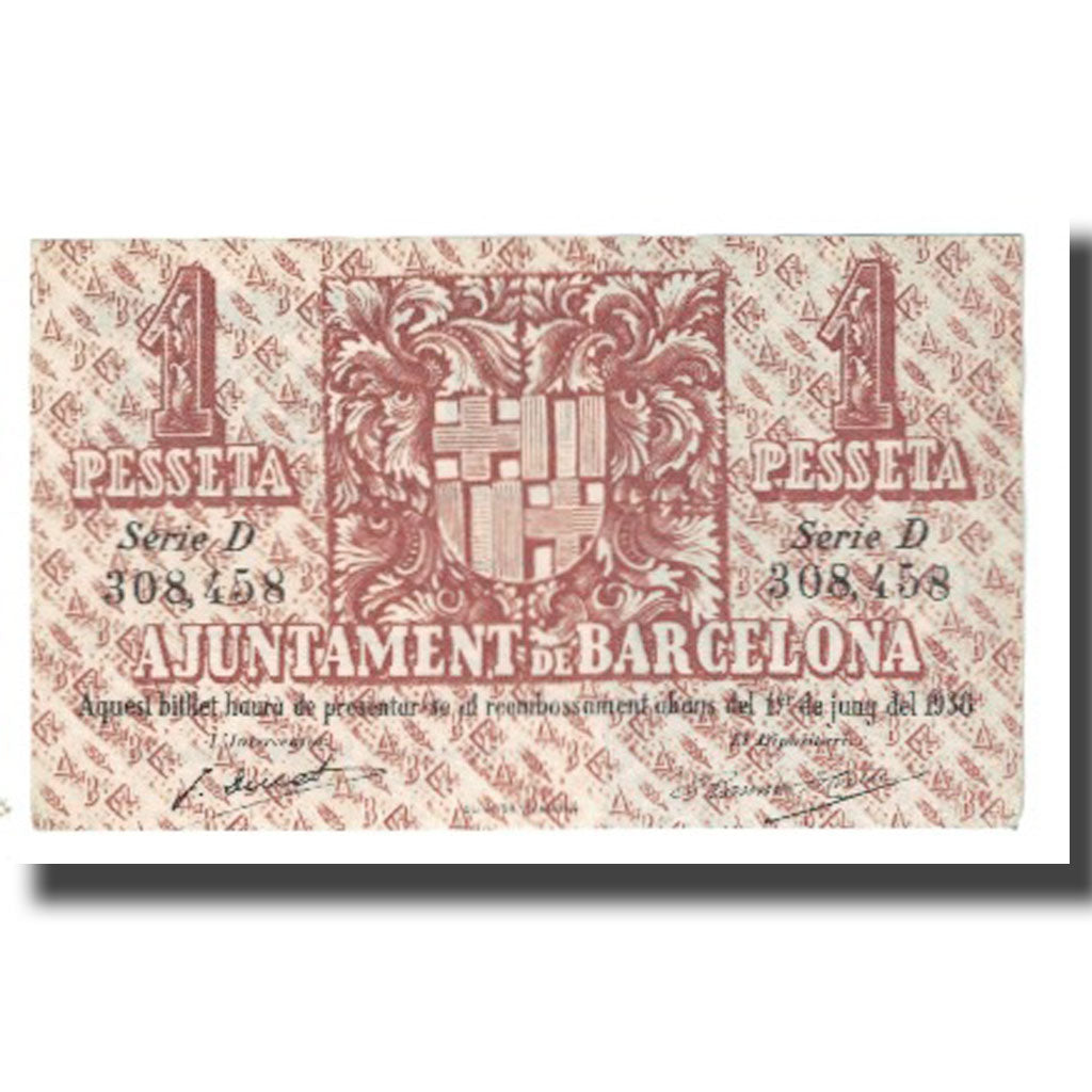 Billete, 1 Peseta, 1937, España, 1937-05-13, BARCELONA, MBC