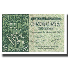 Banknote, Spain, 50 Centimes, 1937, 1937-05-13, BARCELONA, EF(40-45)