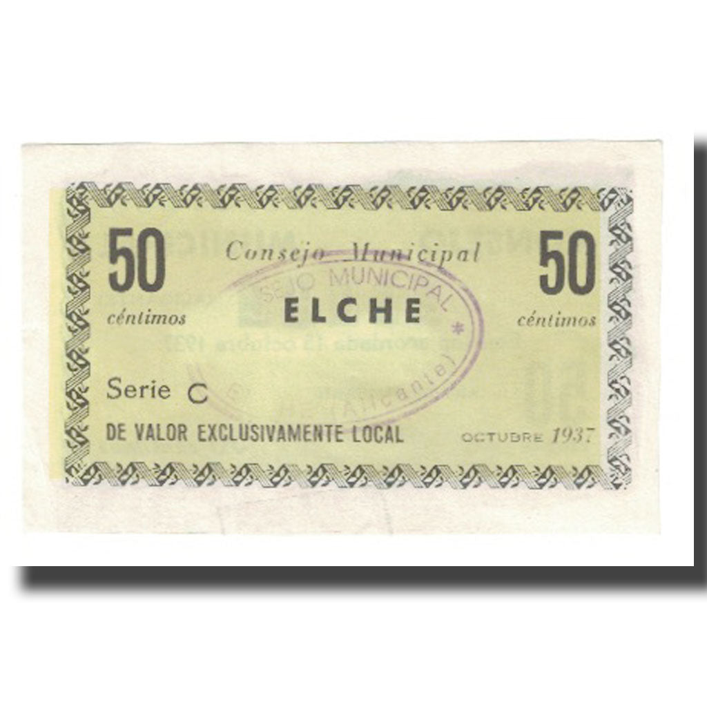 Banknote, Spain, 50 Centimos, 1937, ELCHE, UNC(65-70)