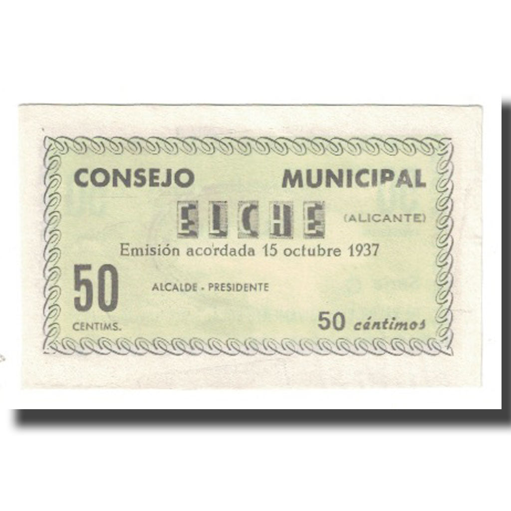 Banknote, Spain, 50 Centimos, 1937, ELCHE, UNC(65-70)