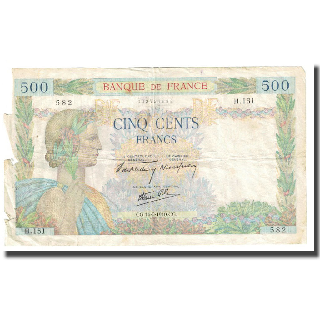 Frankreich, 500 Francs, La Paix, 1940, P. Rousseau and R. Favre-Gilly