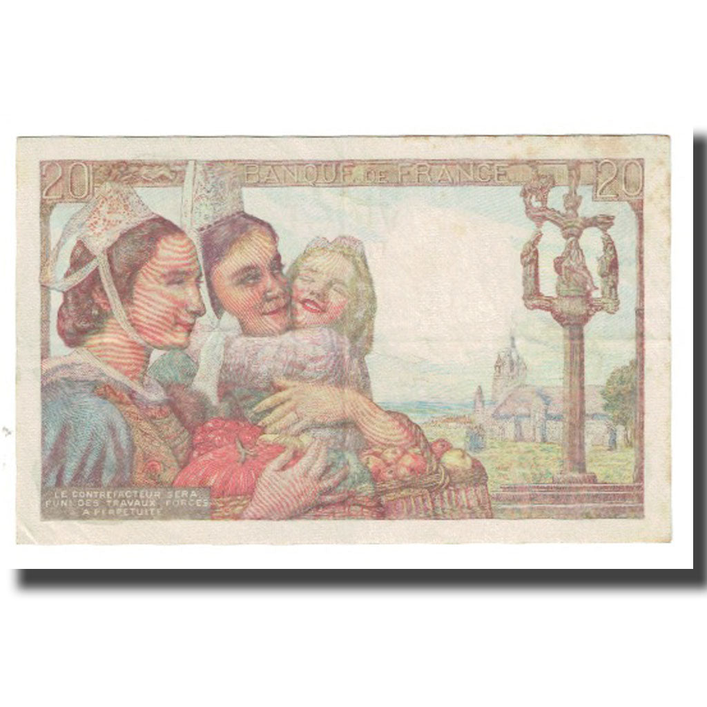 Francia, 20 Francs, Pêcheur, 1944, P. Rousseau and R. Favre-Gilly, 1944-02-10