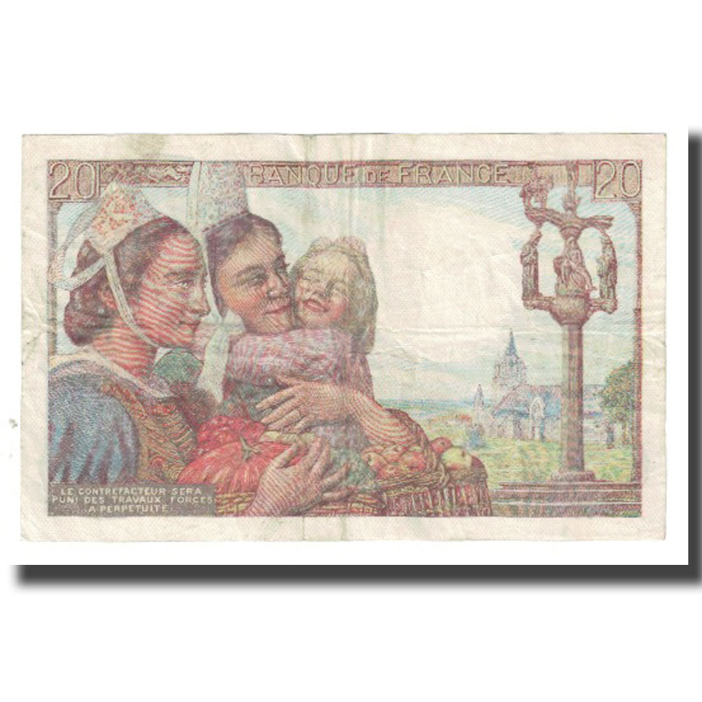 France, 20 Francs, Pêcheur, 1942, P. Rousseau and R. Favre-Gilly, 1942-09-24