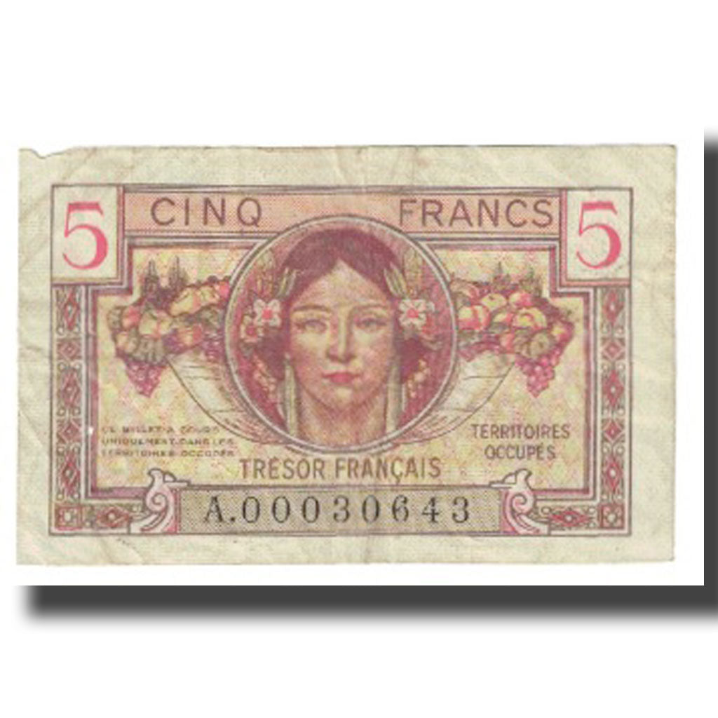 France, 5 Francs, 1947 French Treasury, 1947, TB, Fayette:VF29.1, KM:M6a