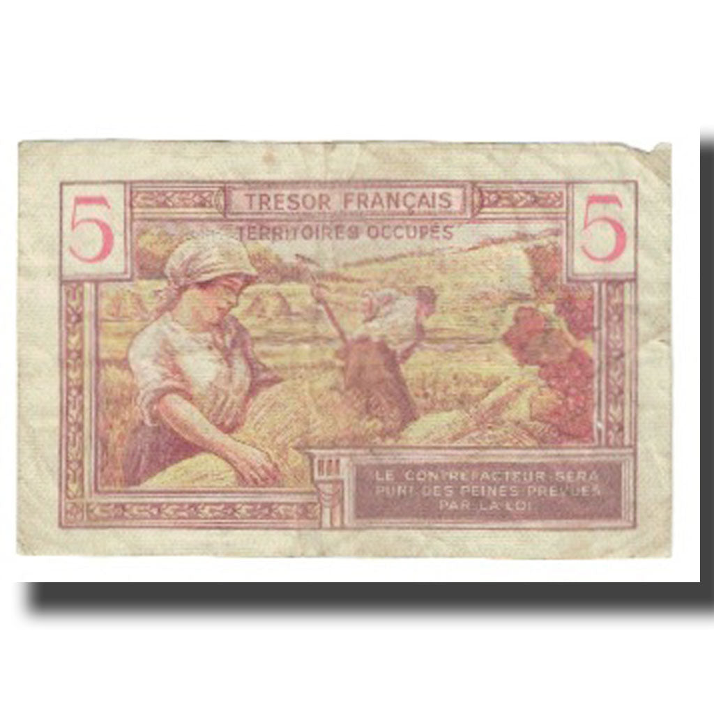 France, 5 Francs, 1947 French Treasury, 1947, TB, Fayette:VF29.1, KM:M6a