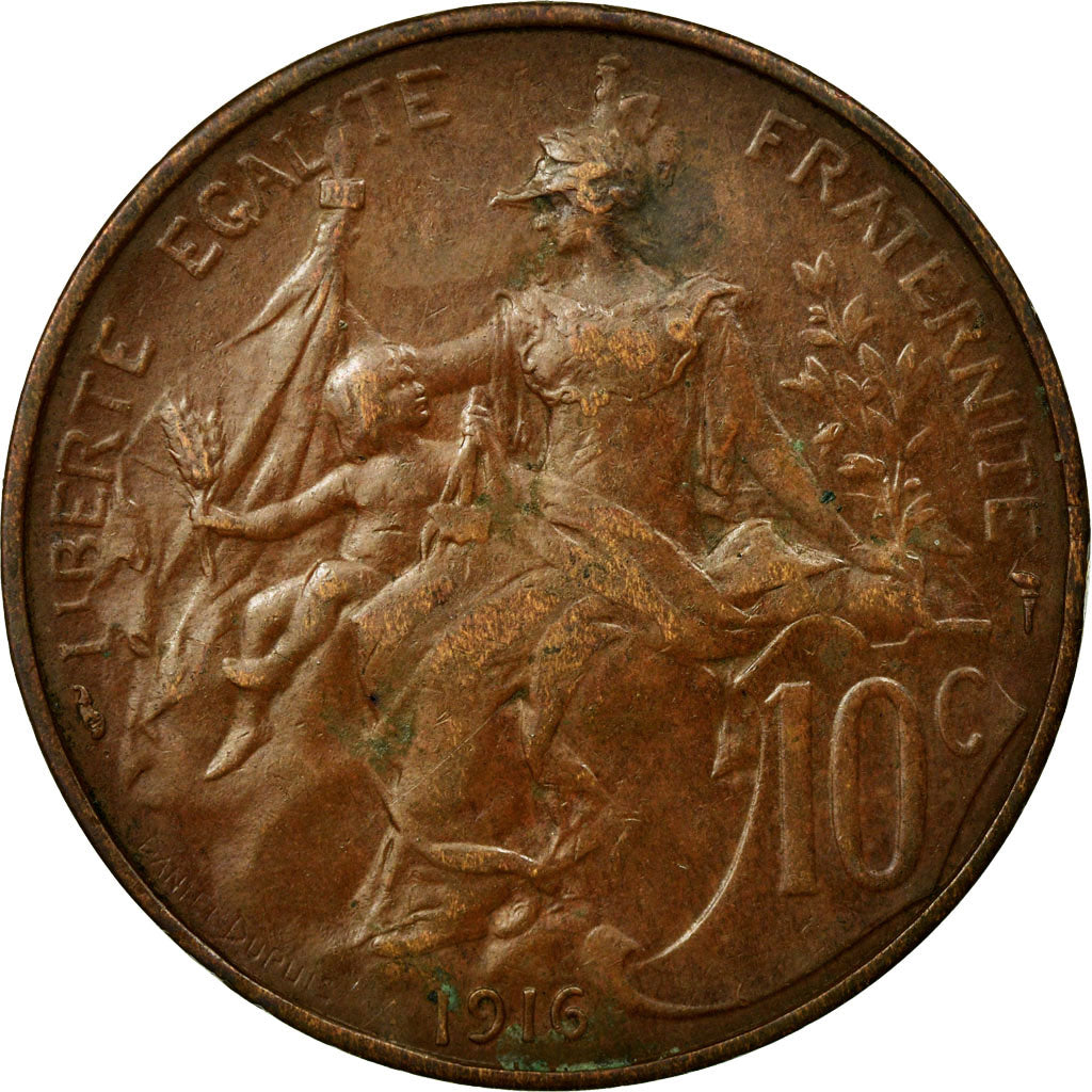 Coin, France, Dupuis, 10 Centimes, 1916, Paris, EF(40-45), Bronze, KM:843