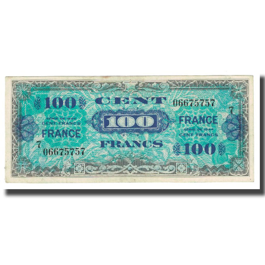 France, 100 Francs, 1945 Verso France, 1944, EF(40-45), Fayette:VF25.08, KM:123c