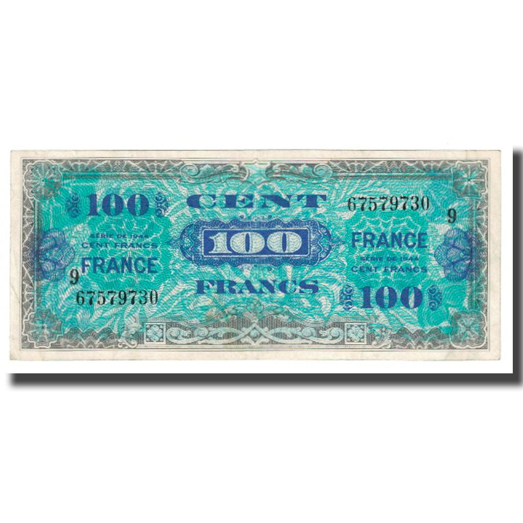 France, 100 Francs, 1945 Verso France, 1944, AU(55-58), Fayette:25.09, KM:123d