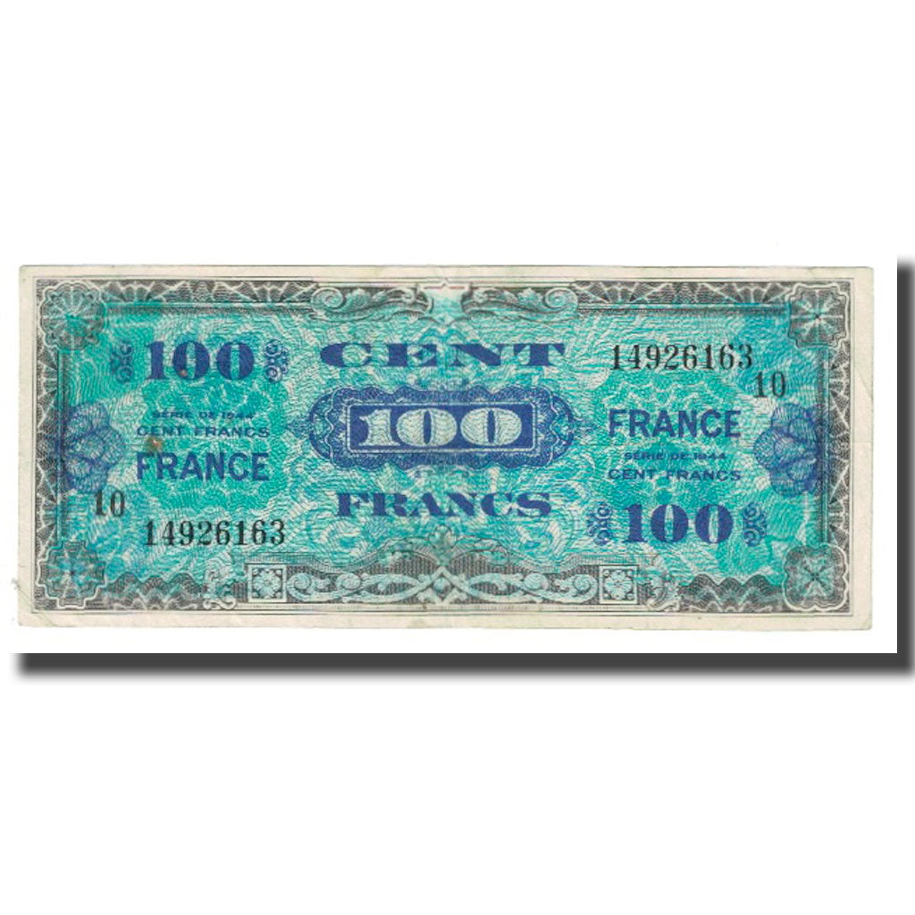France, 100 Francs, 1945 Verso France, 1944, EF(40-45), Fayette:VF25.1, KM:123e