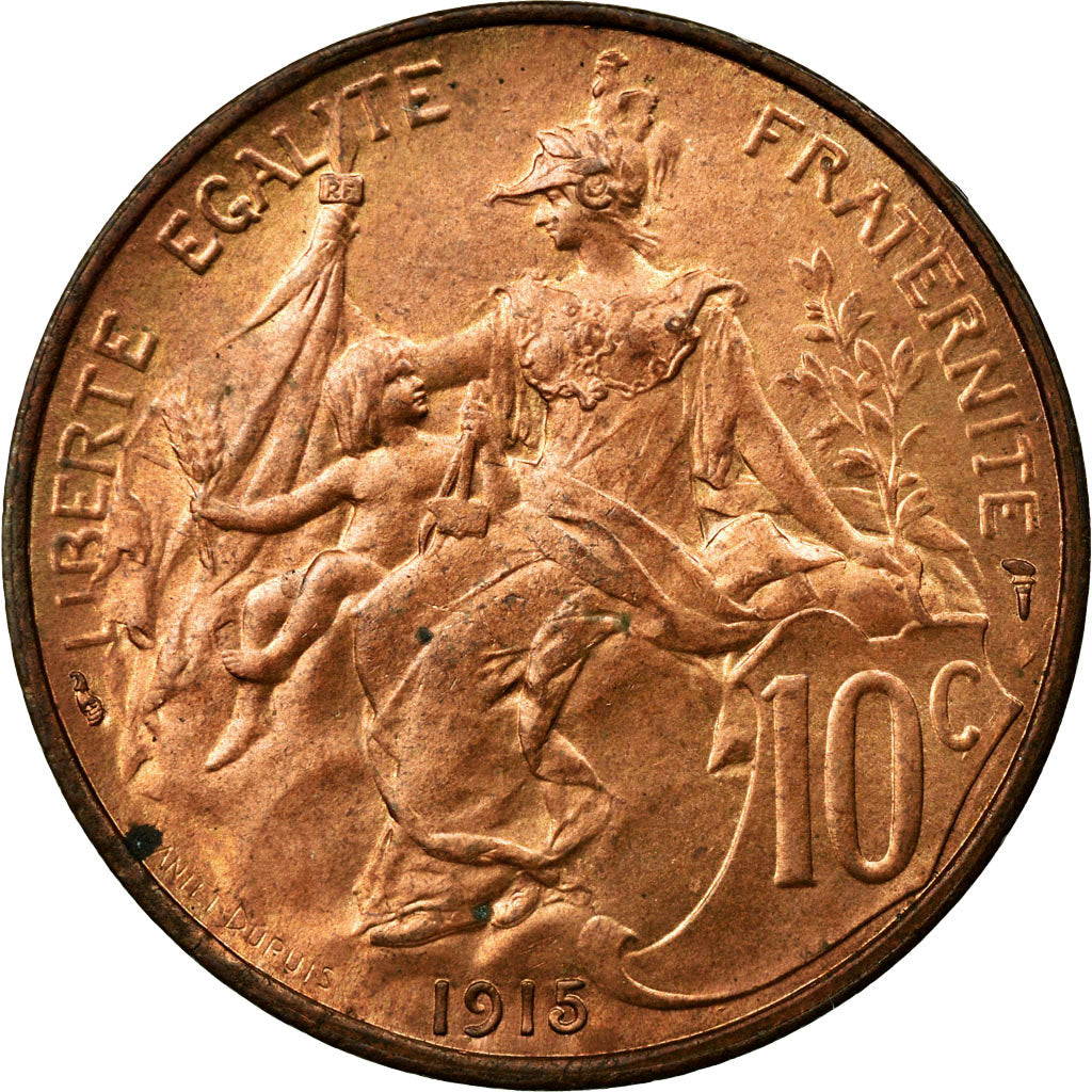 Coin, France, Dupuis, 10 Centimes, 1915, Paris, AU(55-58), Bronze, KM:843