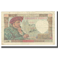 Francia, 50 Francs, Jacques Coeur, 1941, P. Rousseau and R. Favre-Gilly