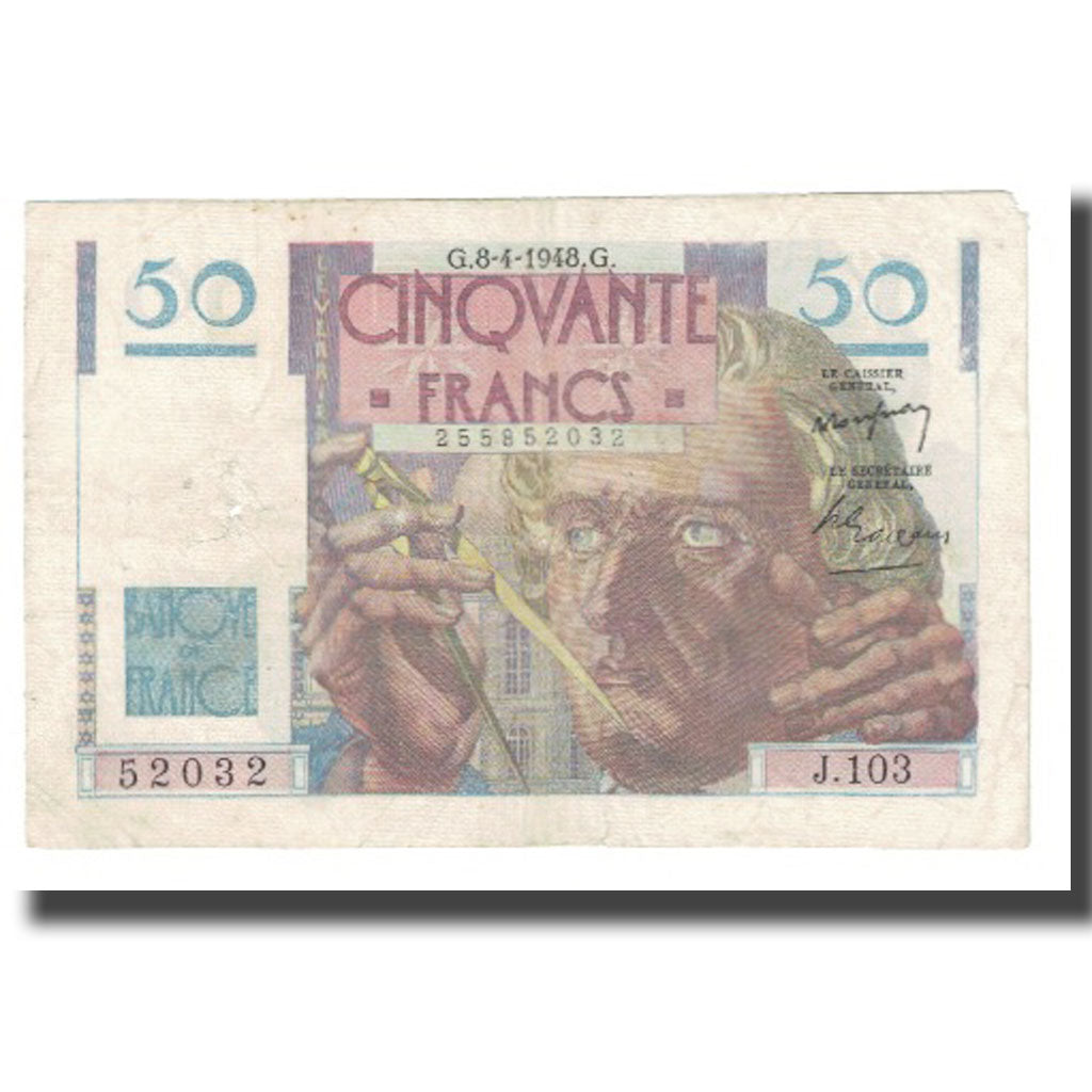 Francia, 50 Francs, Le Verrier, 1948, P. Rousseau and R. Favre-Gilly