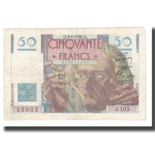 Francia, 50 Francs, Le Verrier, 1948, P. Rousseau and R. Favre-Gilly