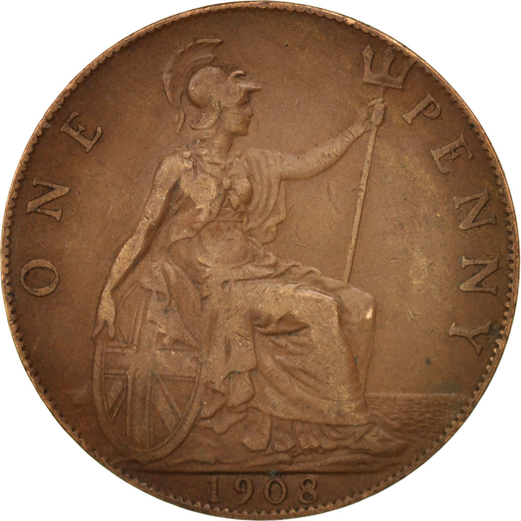 Great Britain, Edward VII, Penny, 1908, VF(30-35), Bronze, KM:794.2