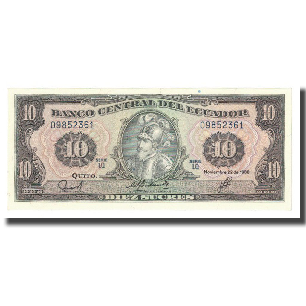 Banknote, Ecuador, 10 Sucres, 1988, 1988-11-22, KM:114a, UNC(63)