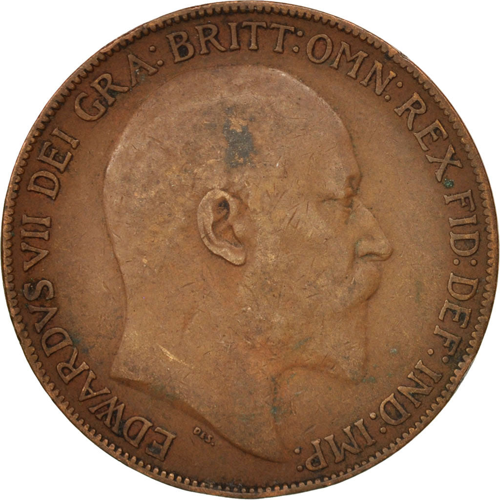 Great Britain, Edward VII, Penny, 1908, VF(30-35), Bronze, KM:794.2