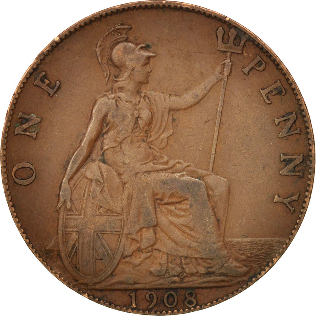Great Britain, Edward VII, Penny, 1908, VF(30-35), Bronze, KM:794.2