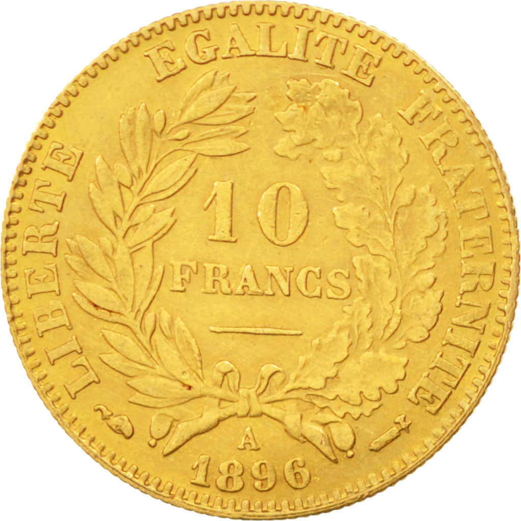 France, Cérès, 10 Francs, 1896, Paris, AU(50-53), Gold, KM:830, Gadoury:1016