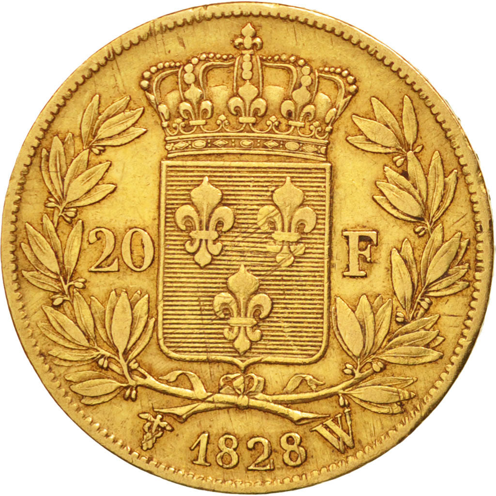 France, Charles X, 20 Francs, 1828, Lille, TB, Or, KM:726.4, Gadoury:1029