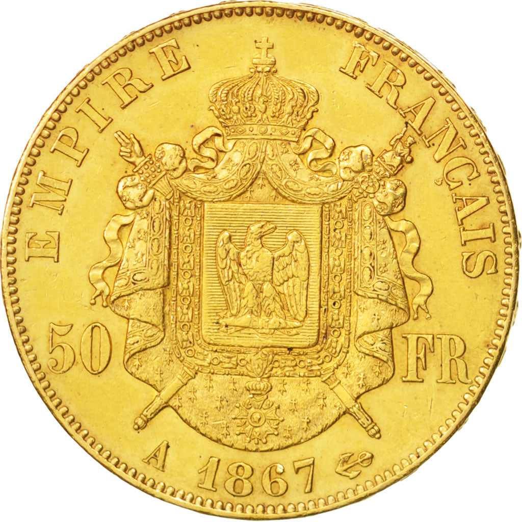 France, Napoléon III, 50 Francs, 1867, Paris, SUP, Or, KM:804.1, Gadoury 1112