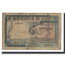 Biljet, Cambodja, 1 Riel, KM:1a, TB