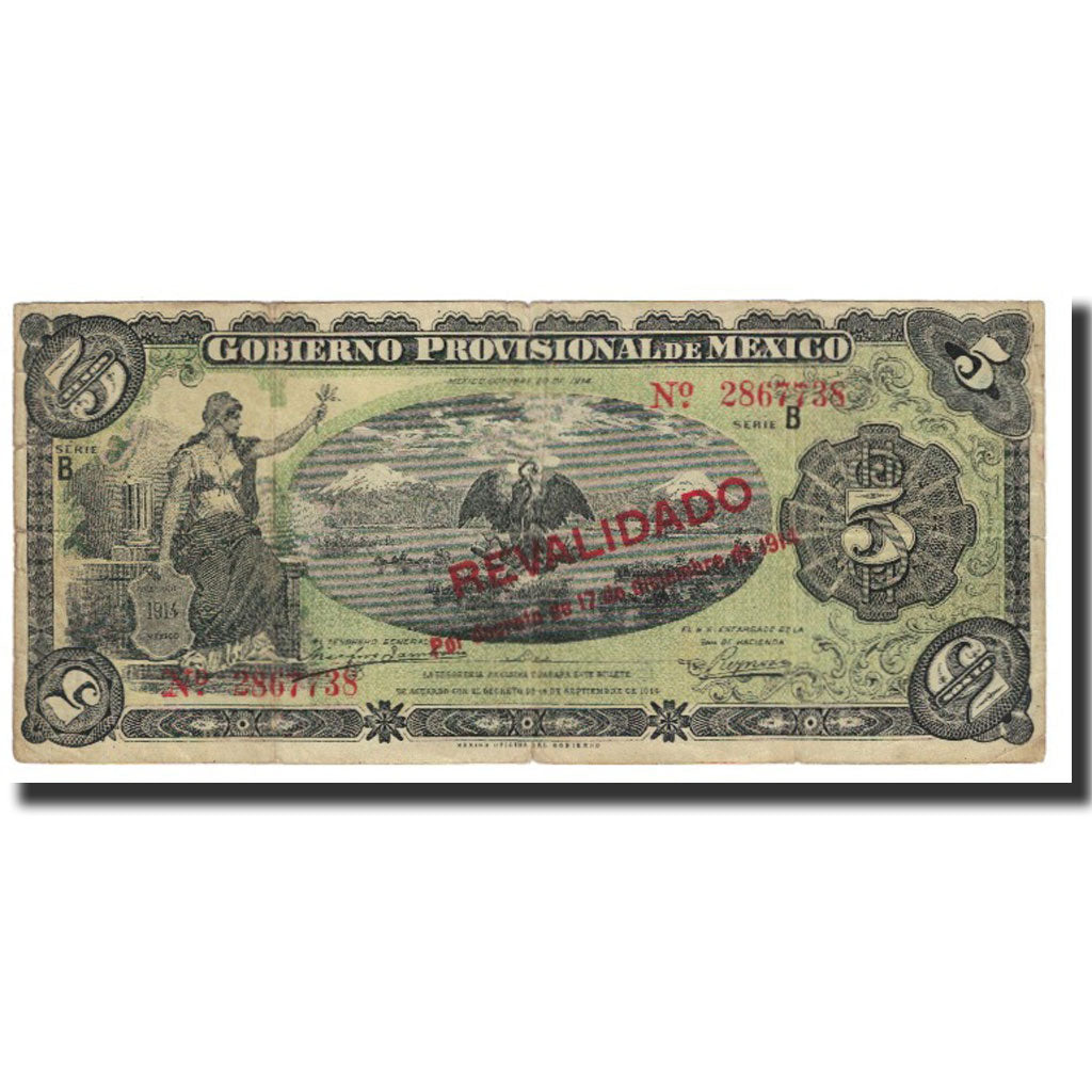 Banknote, Mexico - Revolutionary, 5 Pesos, 1914, 1914-12-17, KM:S1104a