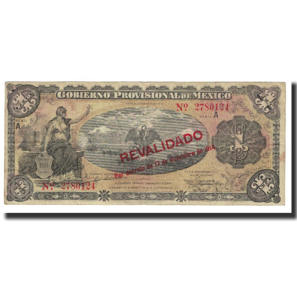 Banknote, Mexico - Revolutionary, 1 Peso, 1914, 1914-10-20, KM:S701b, EF(40-45)