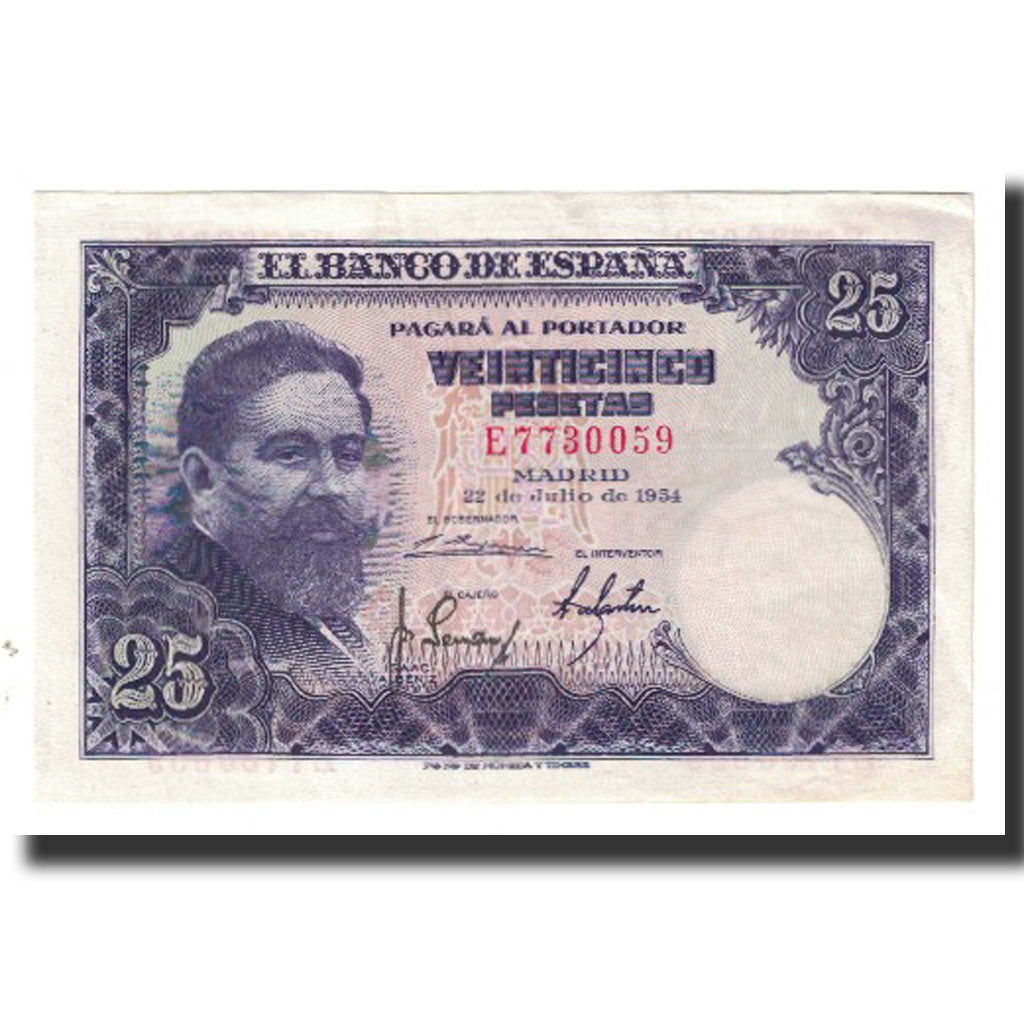 Billete, 25 Pesetas, 1954, España, 1954-07-22, KM:147a, UNC
