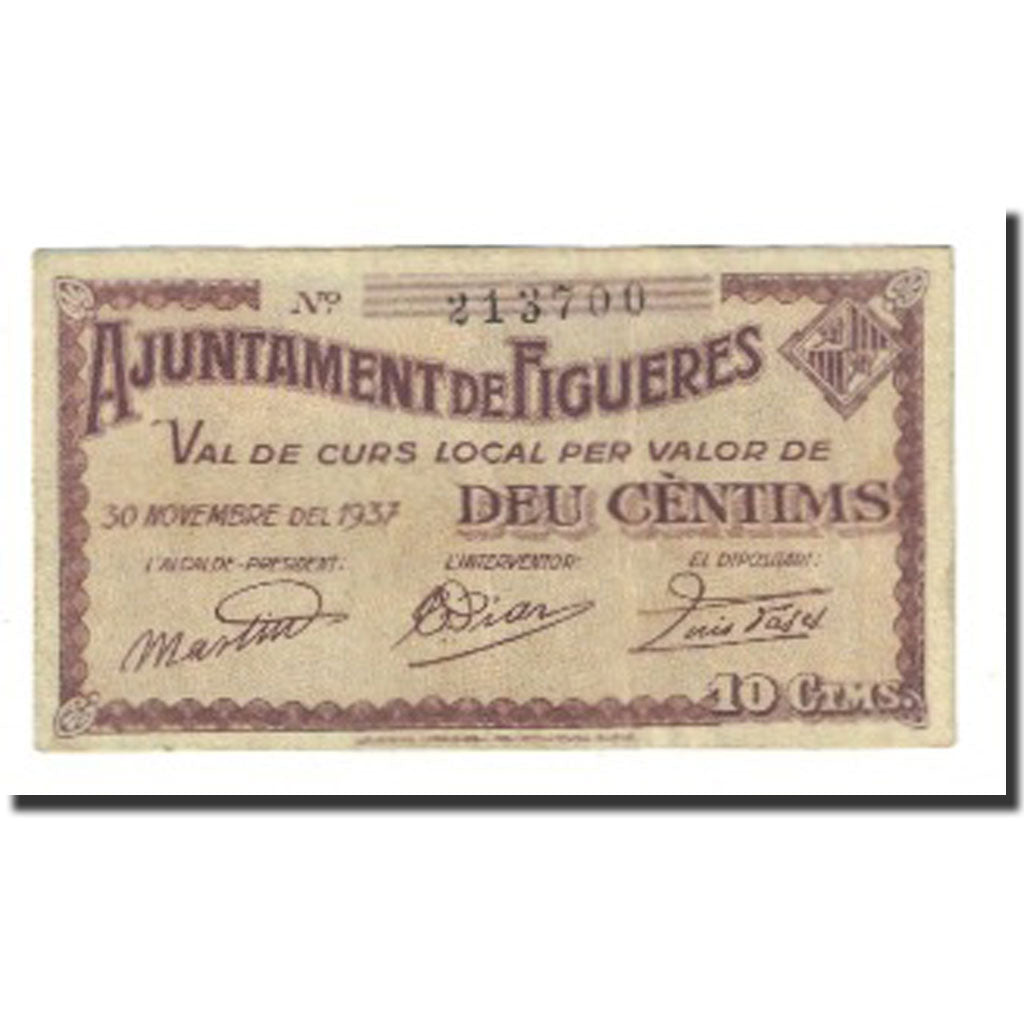 Banknote, Spain, 10 Centimos, 1937, 1937-11-30, AU(55-58)