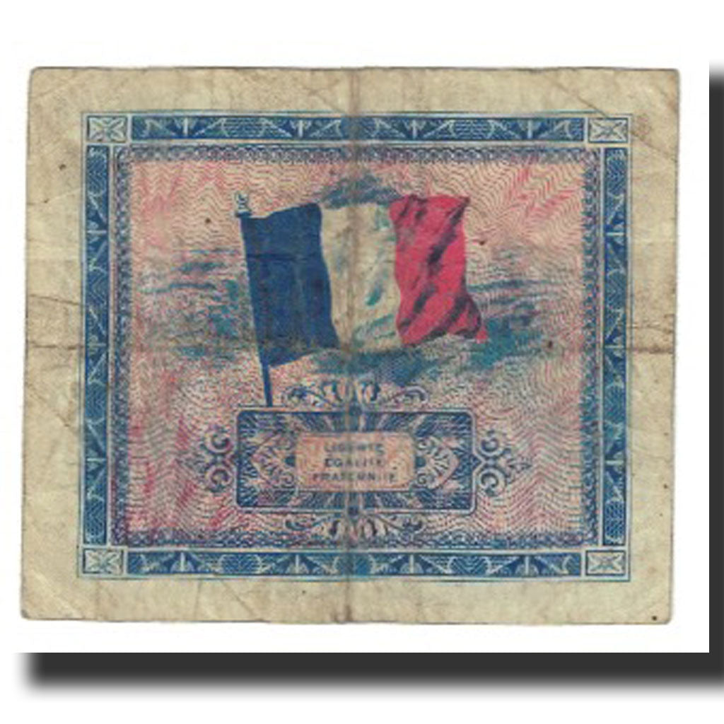 Francja, 2 Francs, Flag/France, 1944, 1944, VF(20-25), Fayette:VF.16.01, KM:114a