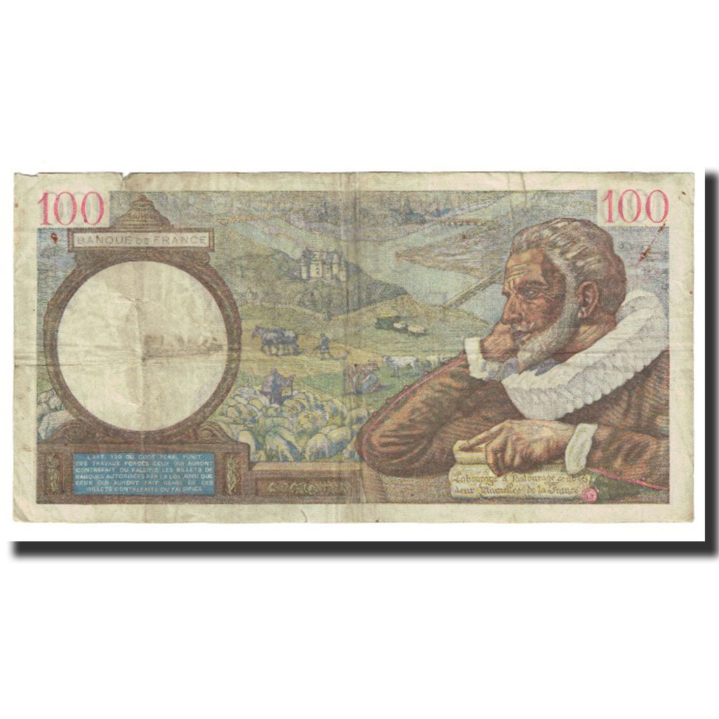 France, 100 Francs, Sully, 1940, P. Rousseau and R. Favre-Gilly, 1940-11-28