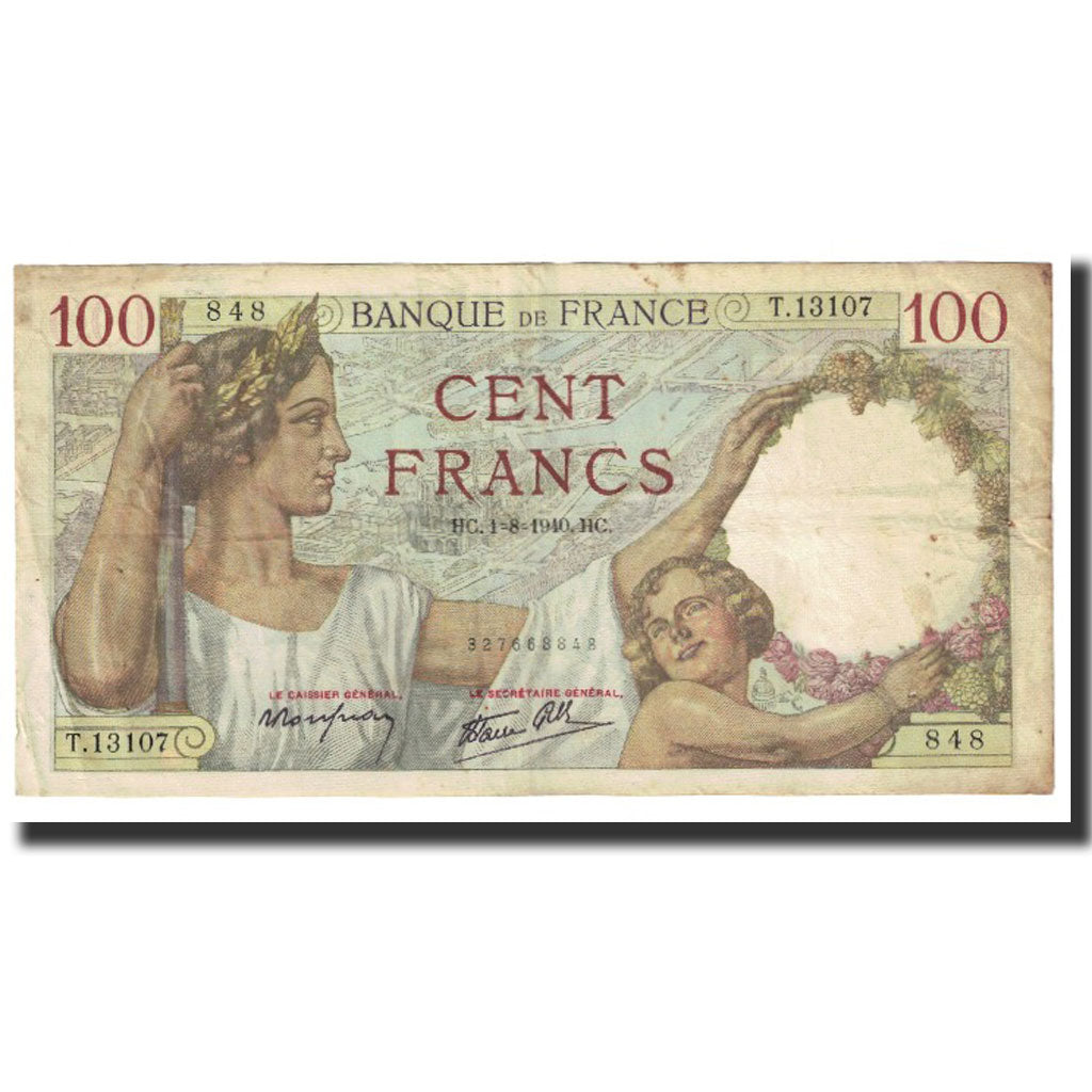 Frankrijk, 100 Francs, Sully, 1940, P. Rousseau and R. Favre-Gilly, 1940-08-01