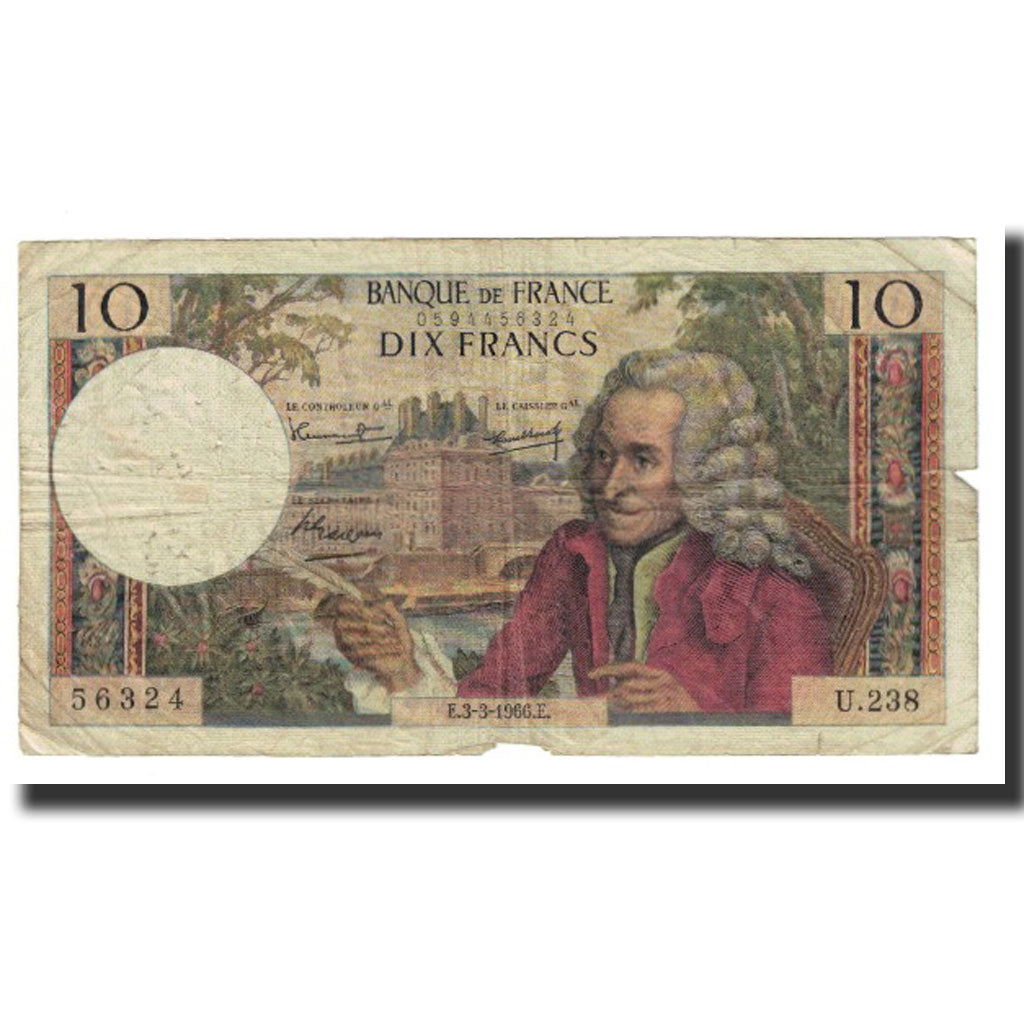 France, 10 Francs, Voltaire, 1966, R.Tondu-G.Bouchet-H.Morant, 1966-03-03