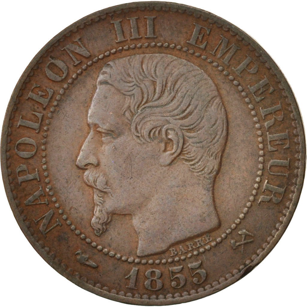 France, Napoleon III, 5 Centimes, 1855, Rouen, TTB, Bronze, KM 777.2,Gadoury 152