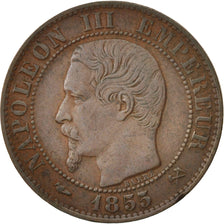France, Napoleon III, 5 Centimes, 1855, Rouen, TTB, Bronze, KM 777.2,Gadoury 152