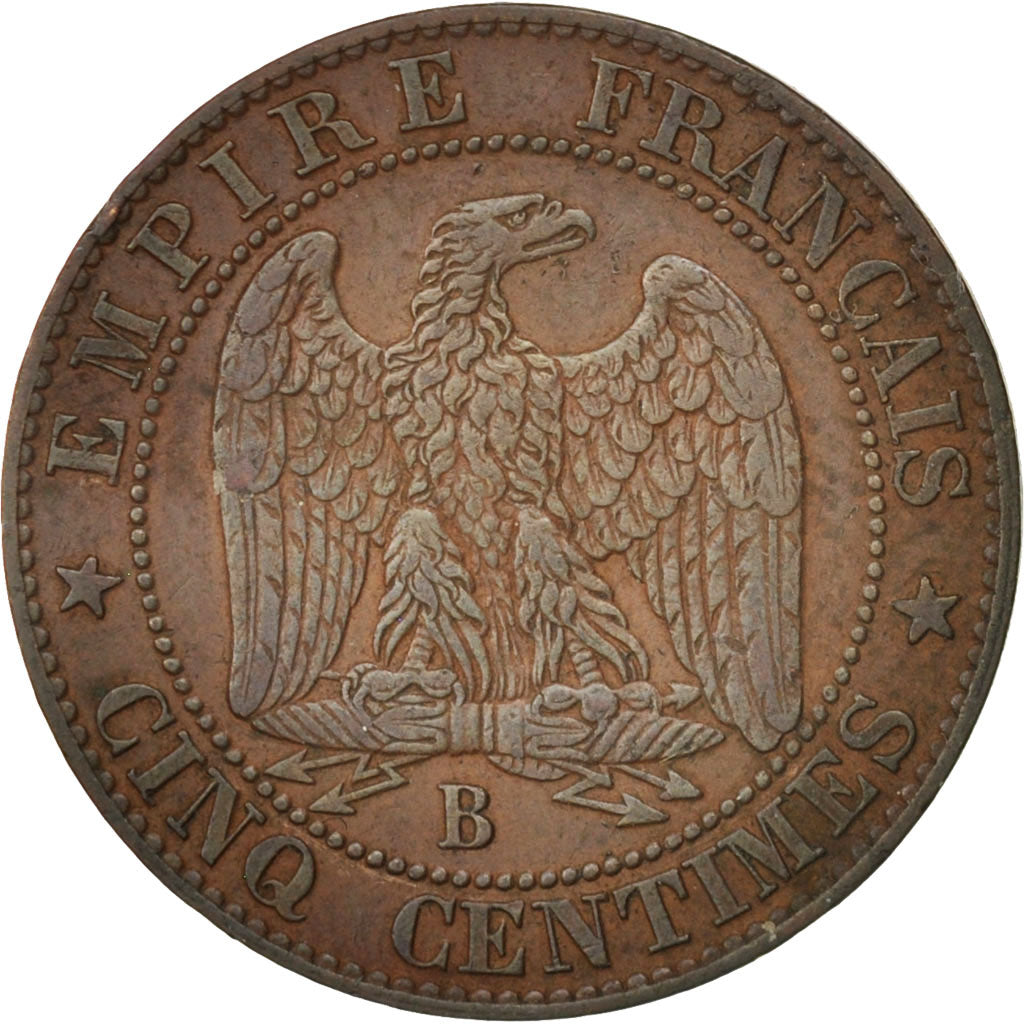 France, Napoleon III, 5 Centimes, 1855, Rouen, TTB, Bronze, KM 777.2,Gadoury 152