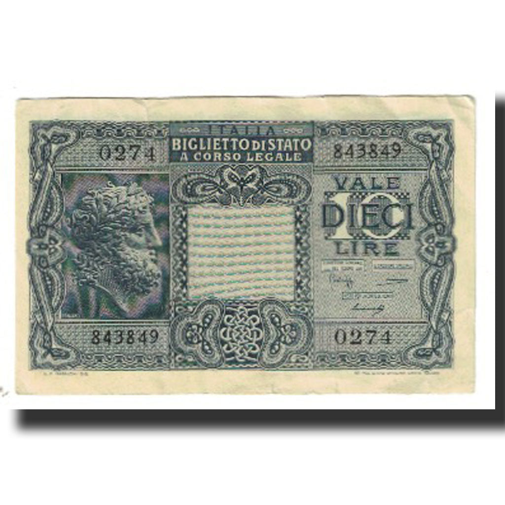 Billete, 10 Lire, Italia, KM:32a, MBC