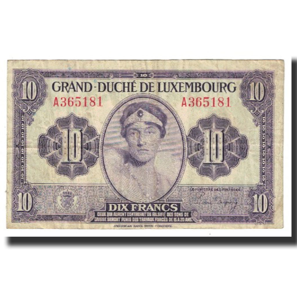 Billete, 10 Francs, Luxemburgo, KM:44a, BC