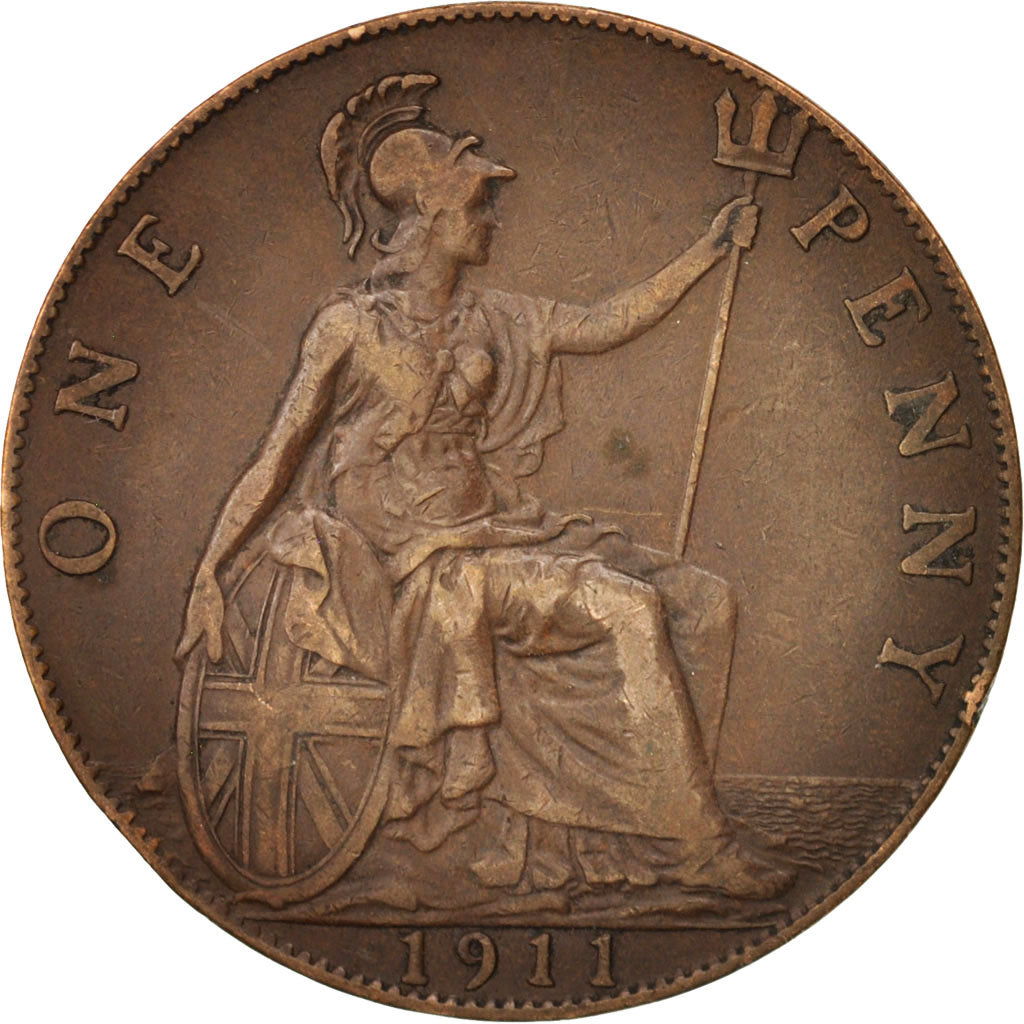 Great Britain, George V, Penny, 1911, EF(40-45), Bronze, KM:810