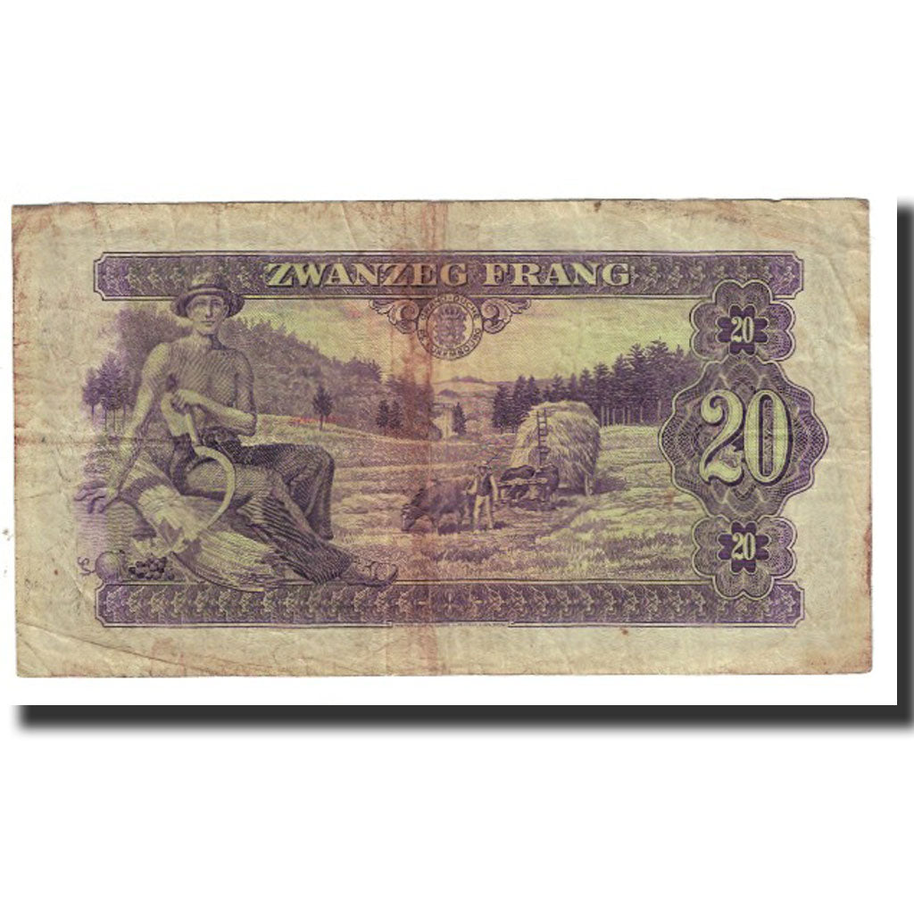 Banknote, Luxembourg, 20 Frang, 1943, KM:42a, VF(20-25)