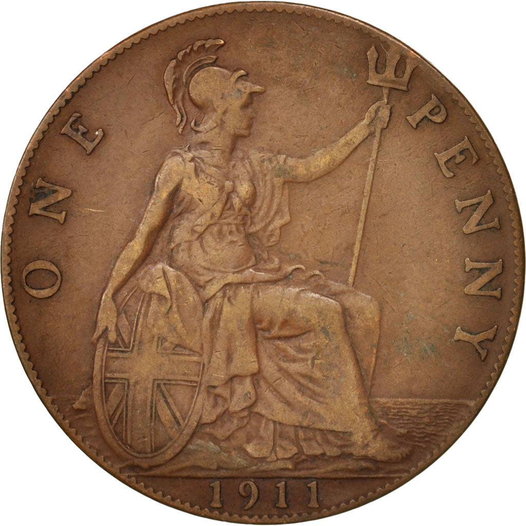 Great Britain, George V, Penny, 1911, EF(40-45), Bronze, KM:810