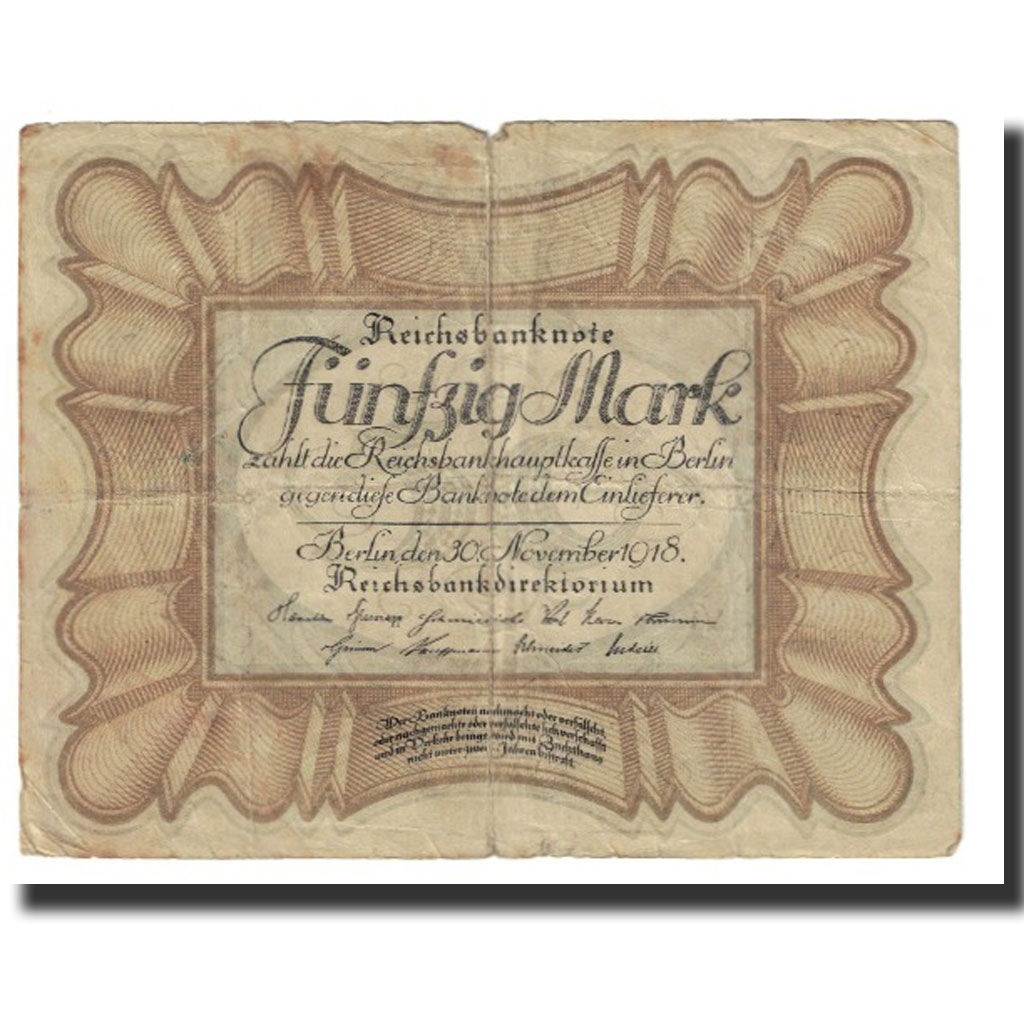 Banknote, Germany, 50 Mark, 1918, 1918-11-30, KM:65, VF(20-25)